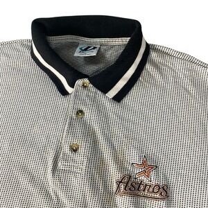 Astros Polo‎ Shirt Mens Extra Large Gray Black S/S  Baseball Dynasty VTG Read